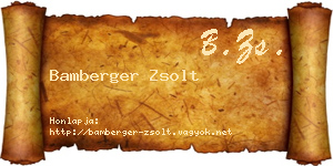 Bamberger Zsolt névjegykártya